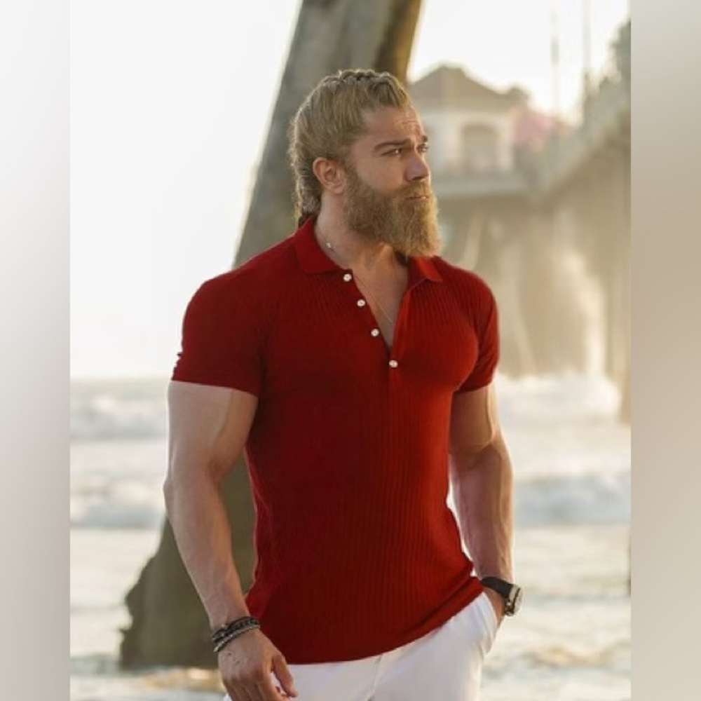 Men’s Shaping Polo Shirt. NWT. Size Medium. Urru. Red